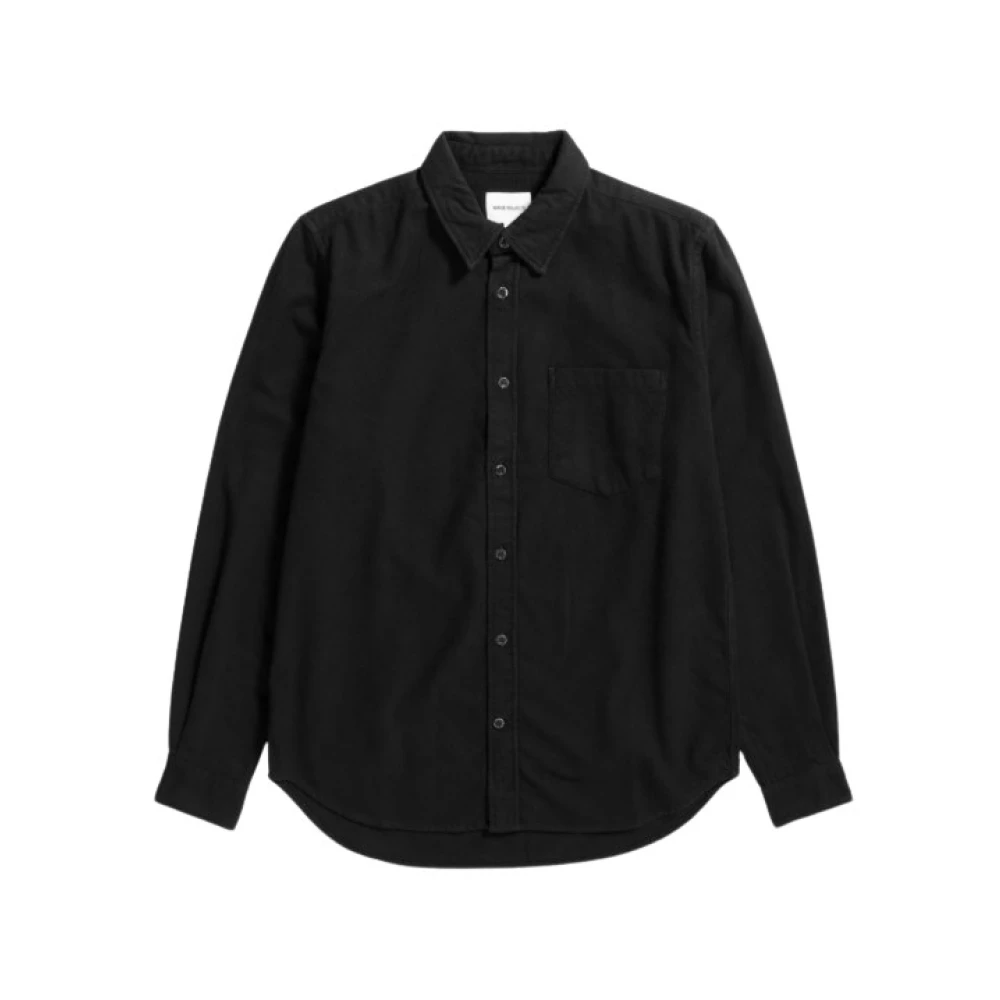 Norse Projects Geborsteld Katoenen Flanellen Overhemd Black Heren