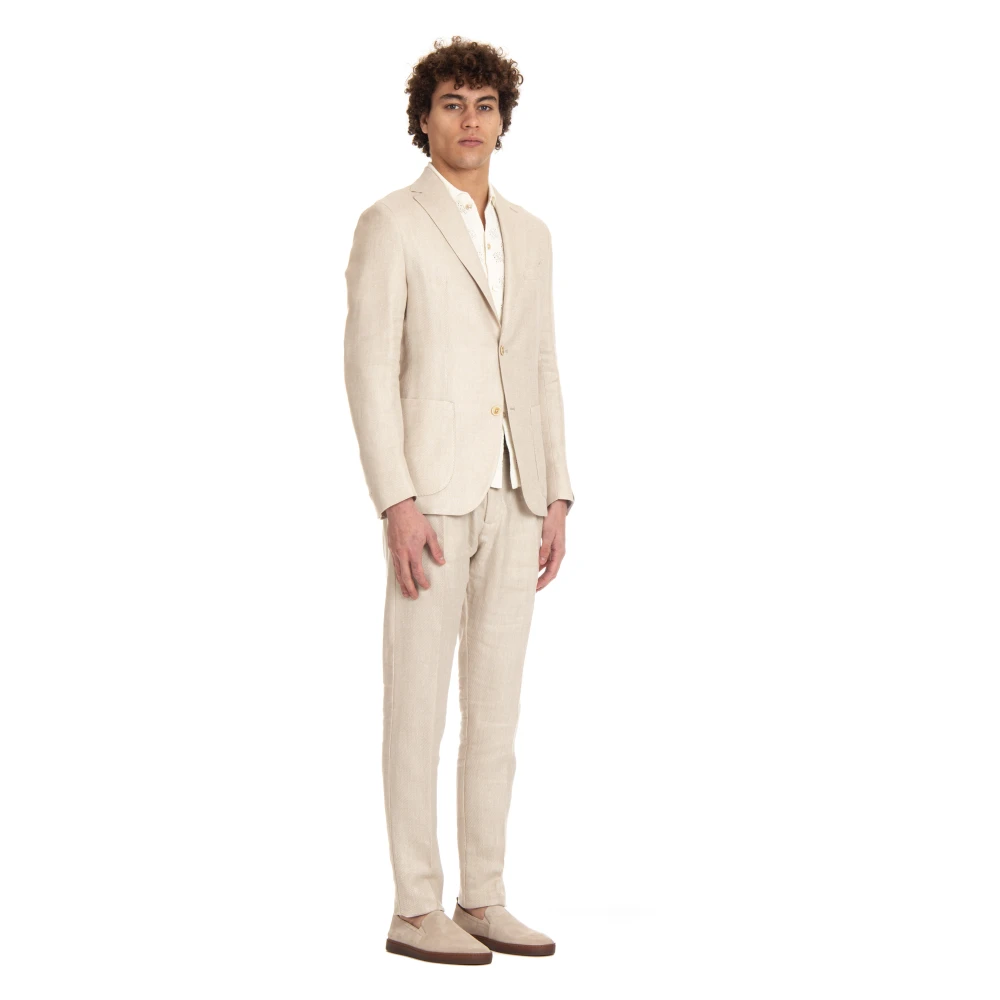 Eleventy Gestructureerde Jas en Broek Set Beige Heren