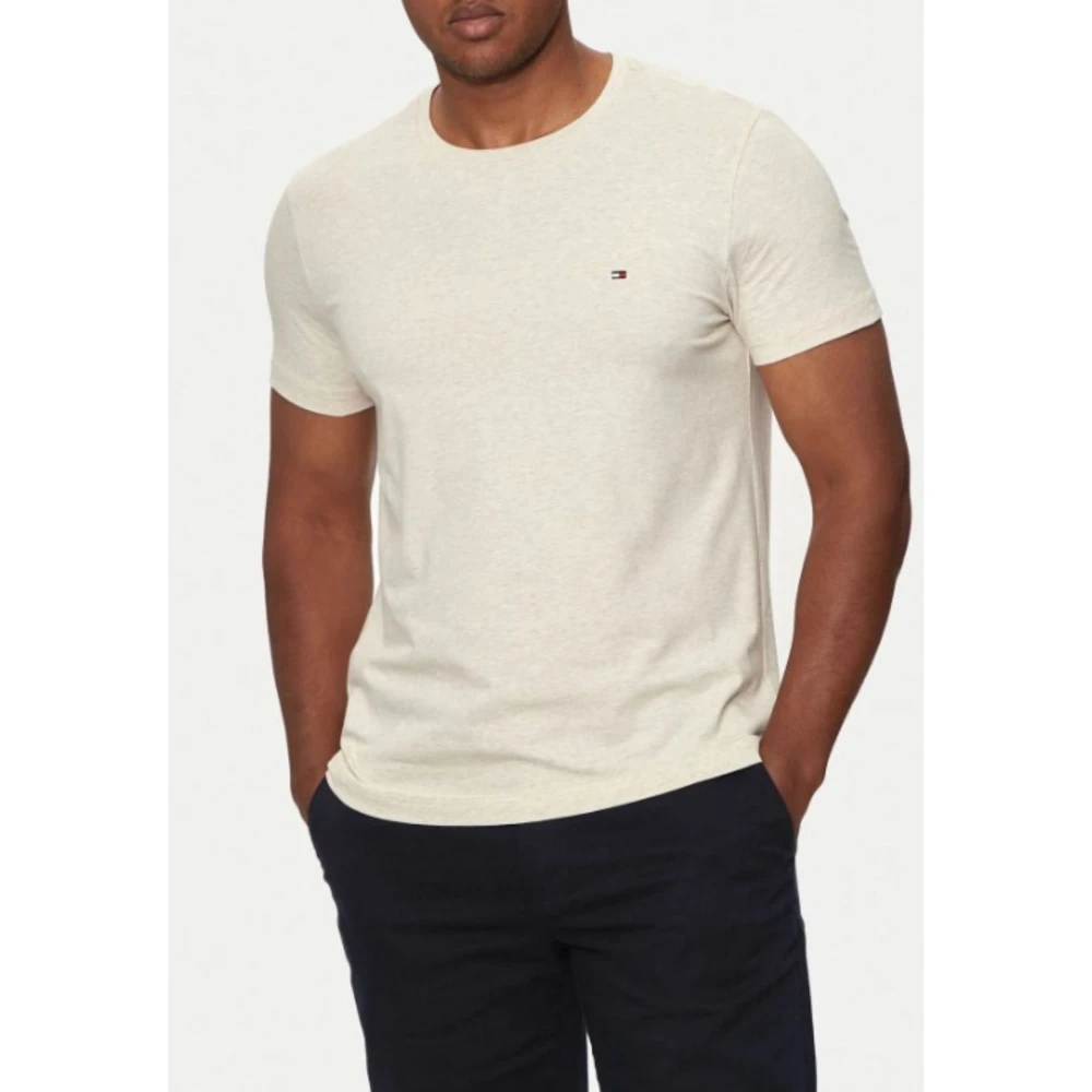 Tommy Hilfiger Slim Fit Stretch Tee voor Mannen Beige Heren