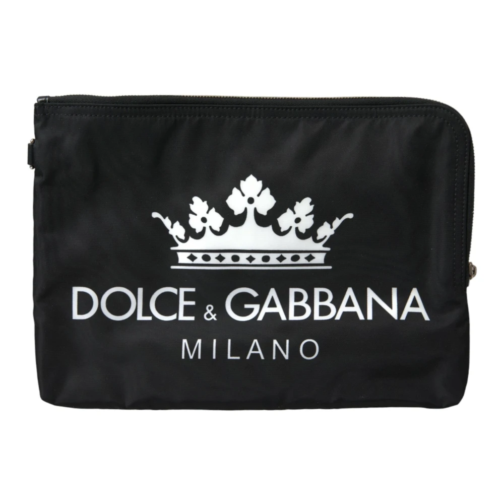 Dolce & Gabbana Zwarte Milano Print Nylon Pouch Clutch Black Heren