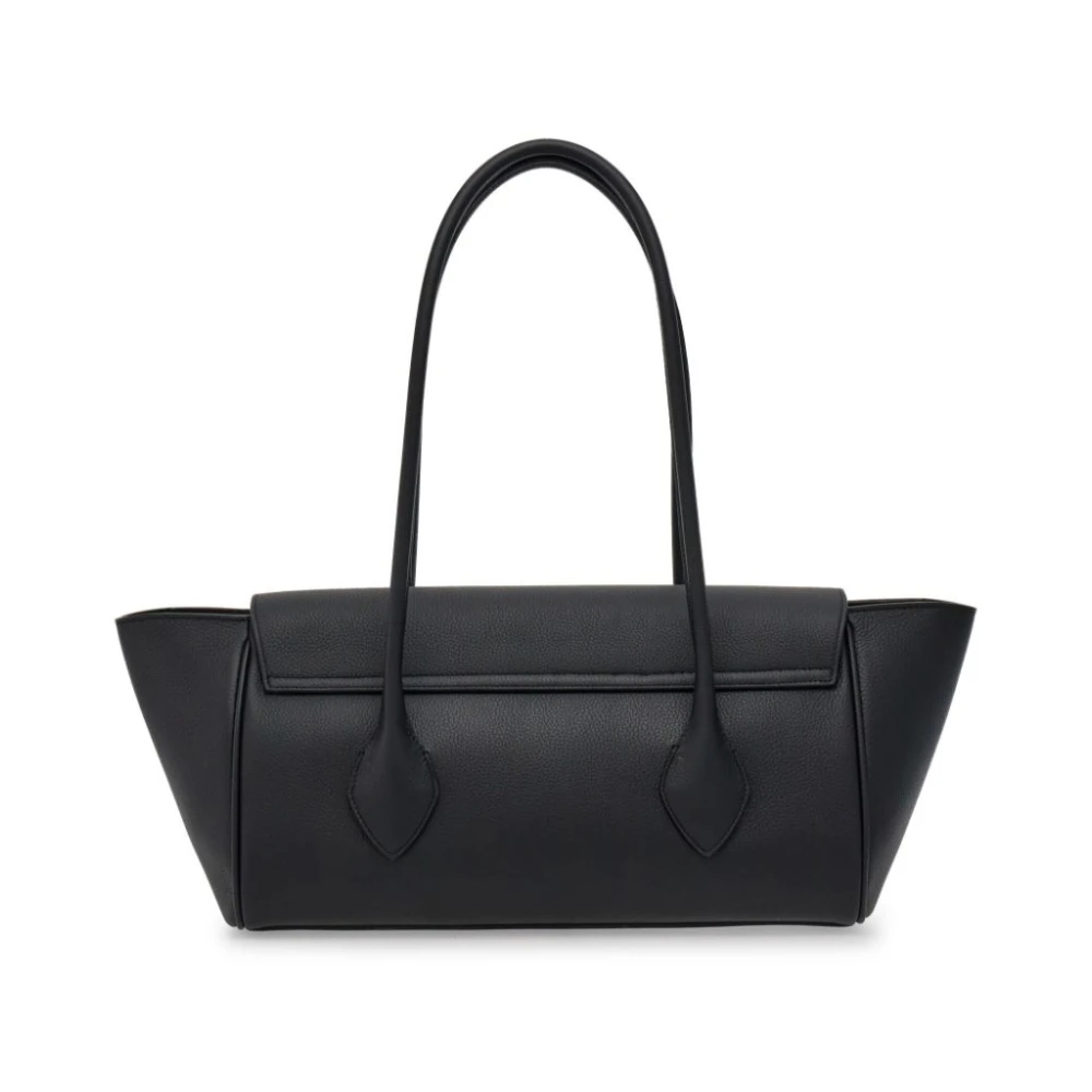 Salvatore Ferragamo Logo Print Zwarte Leren Tote Tas Black Dames