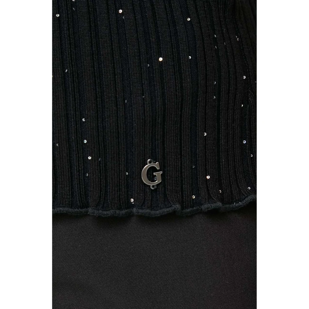 Guess Paillet Top Zwart Stretch Hemd Black Dames