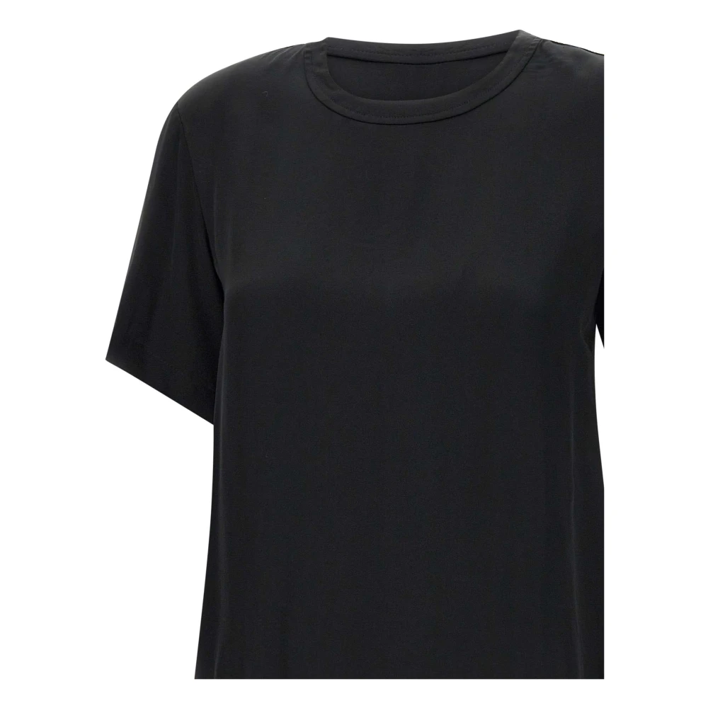 Kaos Zwarte viscose blouse met asymmetrische zoom Black Dames