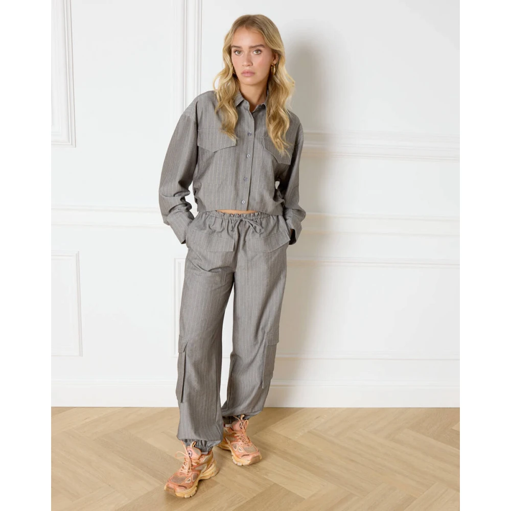Refined Department Lyloe Blouse Lange Mouw Gray Dames