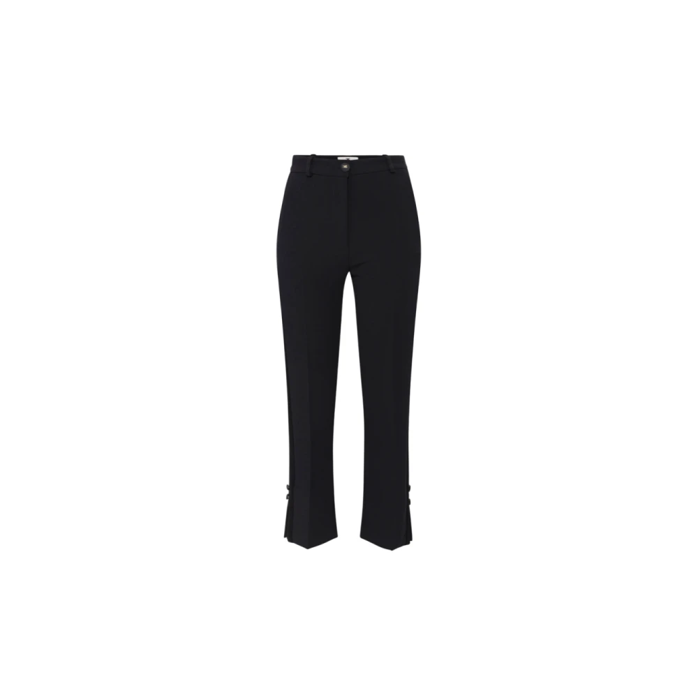 Elisabetta Franchi Zwarte Smokingbroek met Satijnen Banden Black Dames