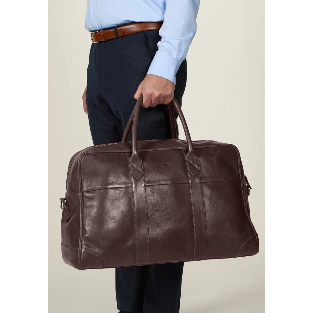 Howard London Donkerbruine Leren Weekendtas Brown Heren