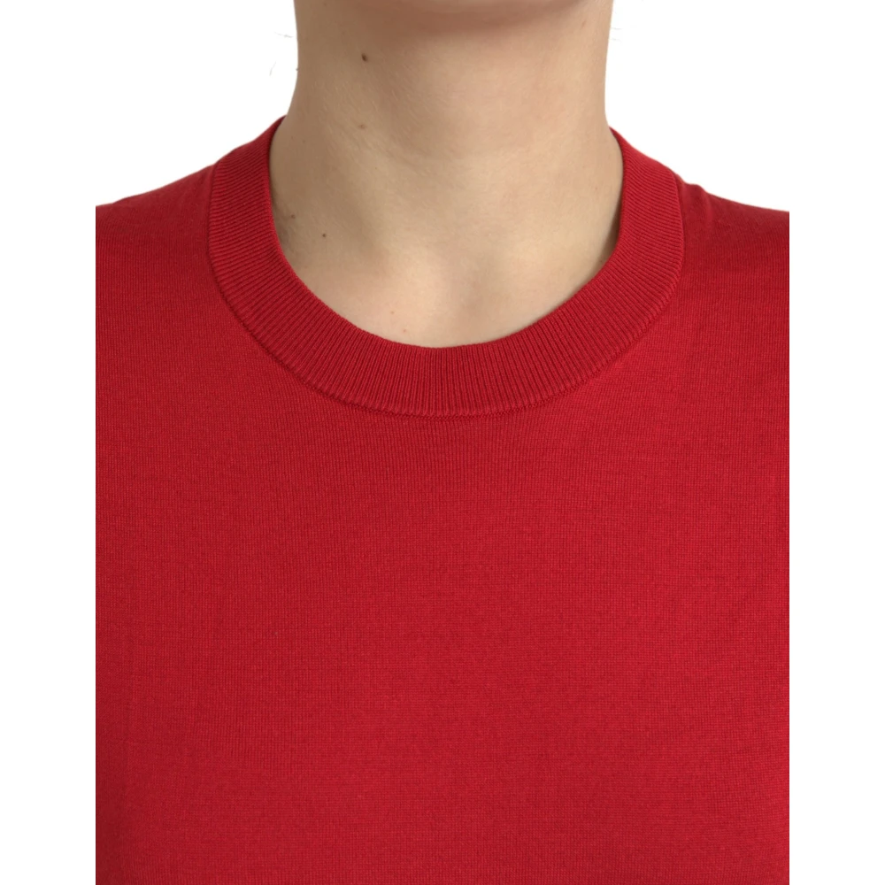 Dolce & Gabbana Rood Zijden Ronde Hals Top Red Dames