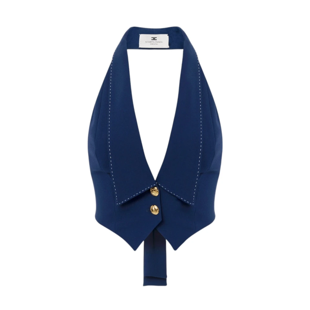 Elisabetta Franchi Vrouw Blauw Tops Dames, S, Polyester, Sleeveless Top