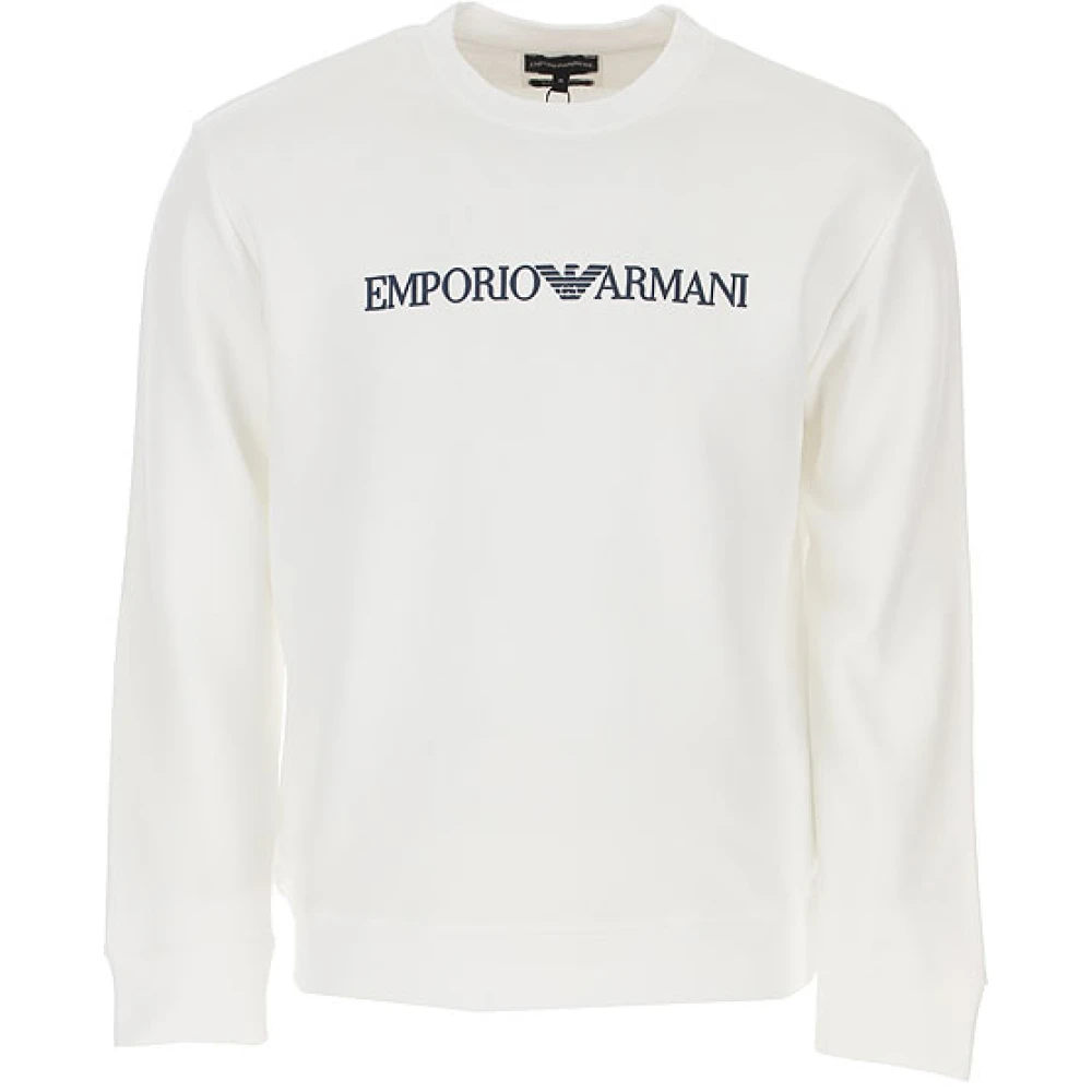 Emporio Armani Herr Vit Logotext Sweatshirt White, Herr