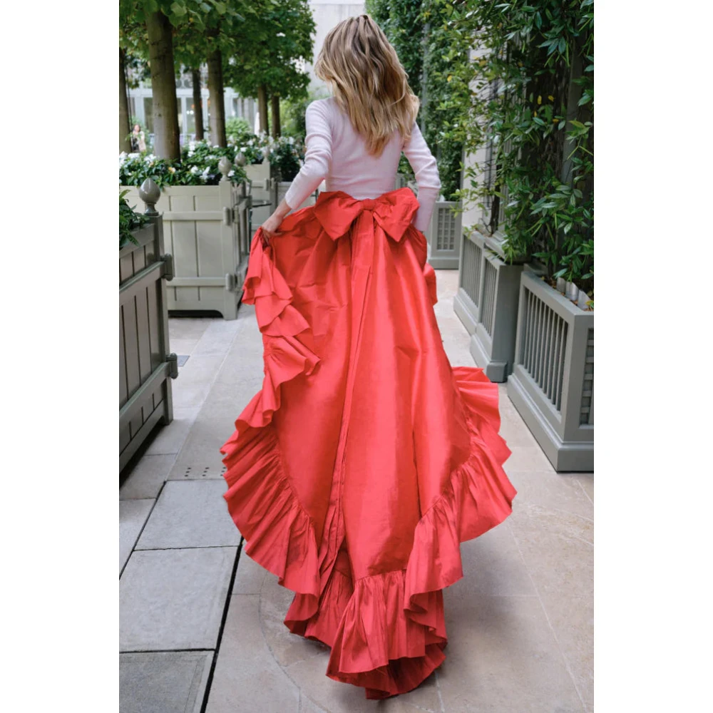 Loveshackfancy Dramatische Taffeta Rok met Sleep Red Dames