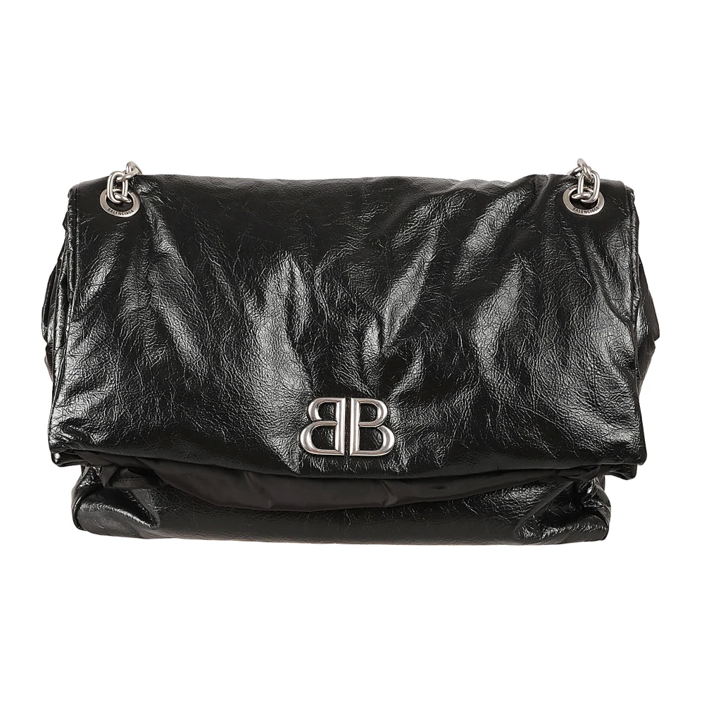Balenciaga Zwarte Monaco Chain Tas Black Dames