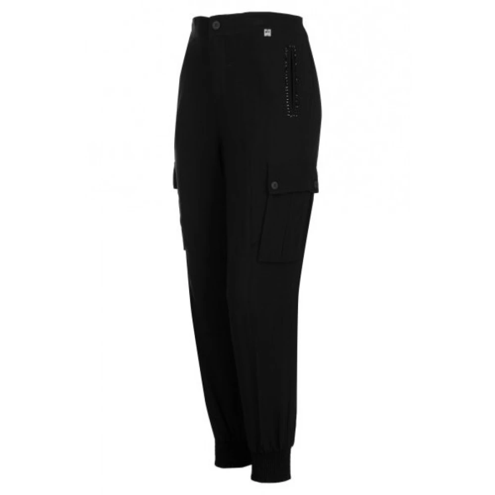 Twinset Cargo broek met geribbelde manchetten Black Dames