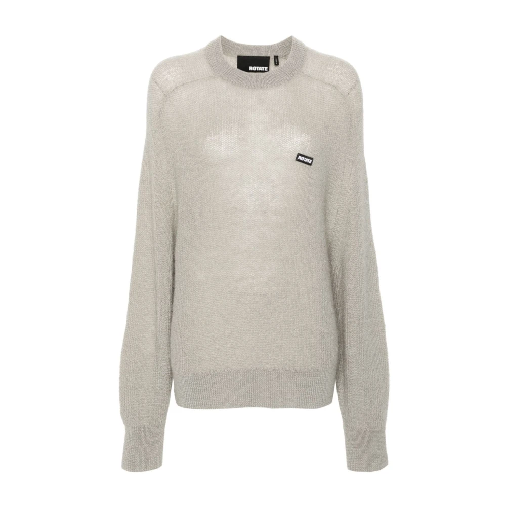 Rotate Birger Christensen Grijze Geribbelde Trui met Ronde Hals Gray Dames
