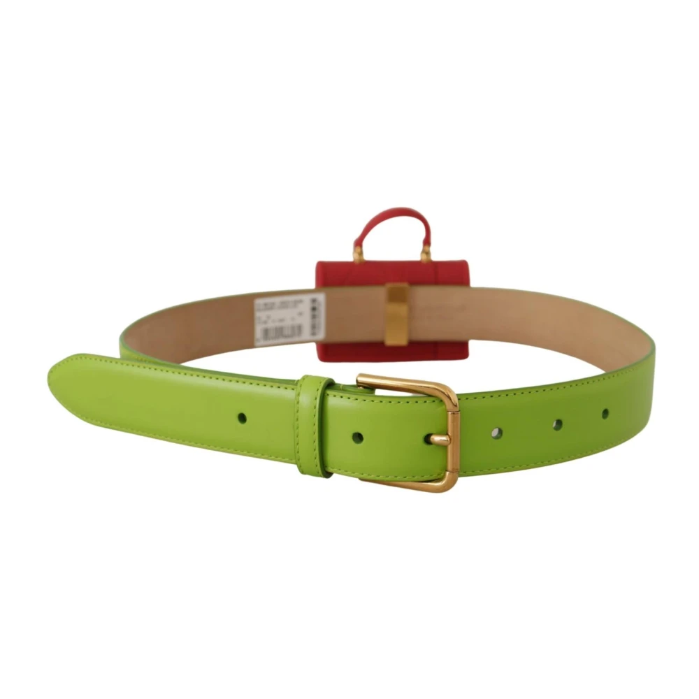 Dolce & Gabbana Gegraveerde Logo Leren Riem Green Dames