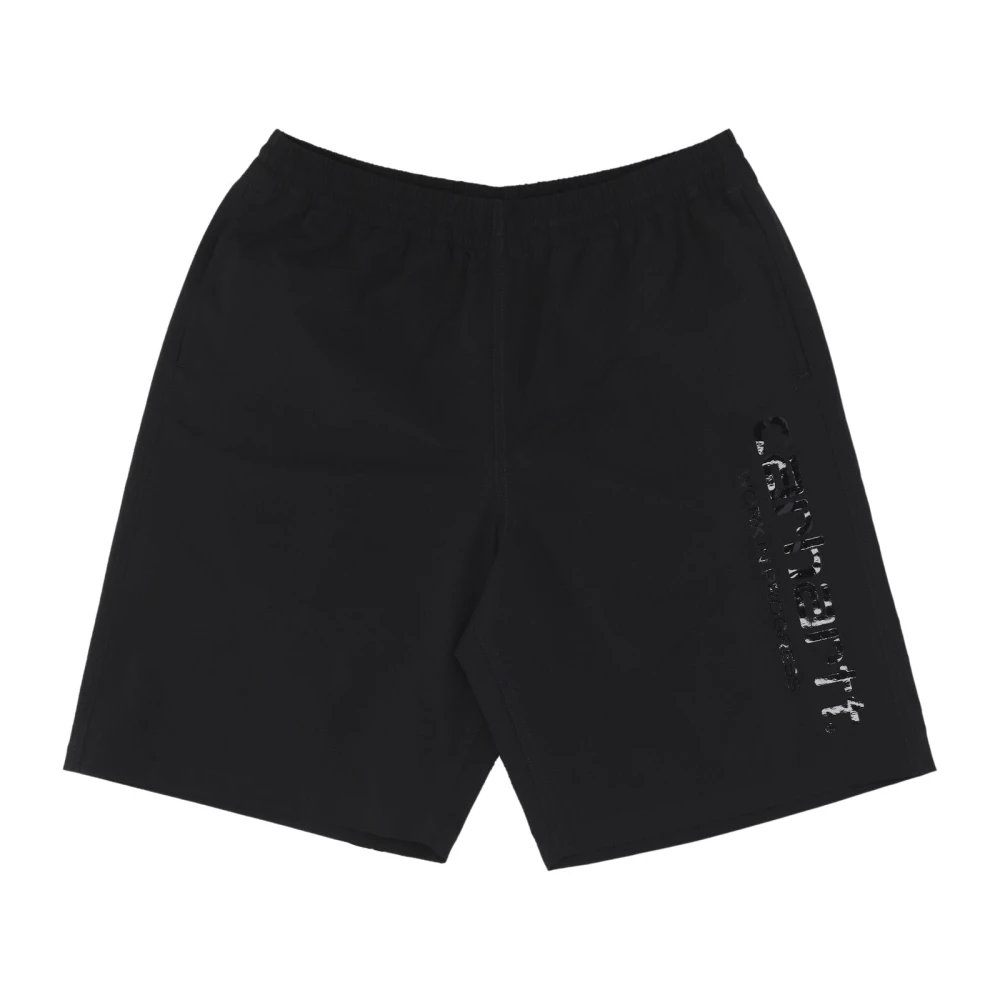 Carhartt WIP Zwarte Zwembroek Elastische Trekkoord Shorts Black Heren