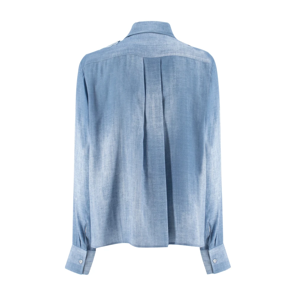 Ermanno Scervino Vintage Kant Detail Shirt Blue Dames