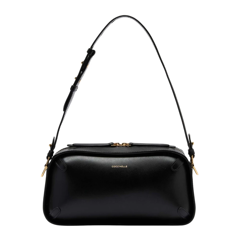 Coccinelle Zwarte Schoudertas met Ritssluiting Black Dames