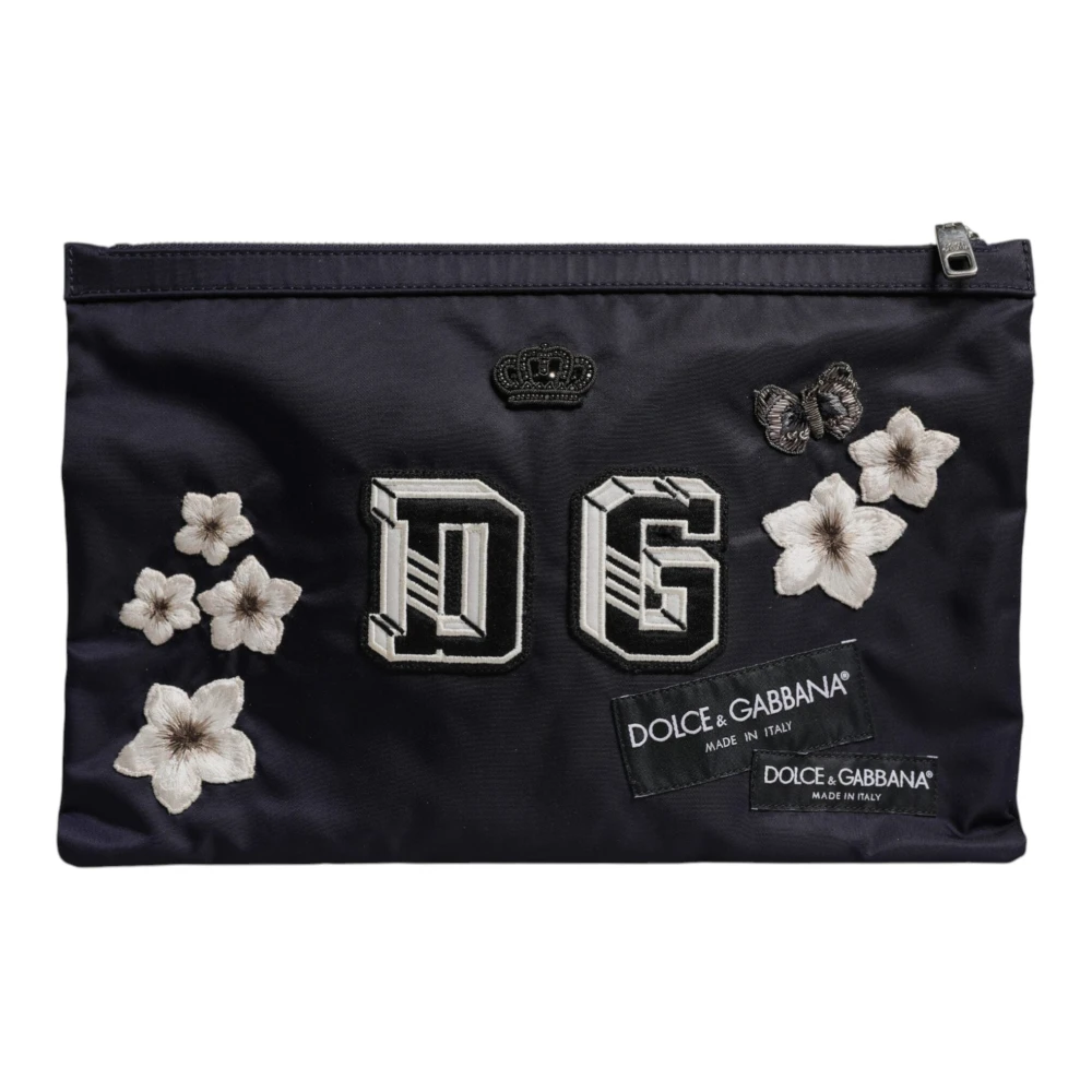 Dolce & Gabbana Women's Blue Logo Patch Clutch Bag