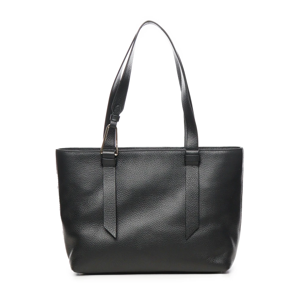 Coccinelle Zwarte leren schoudertas met rits Black Dames