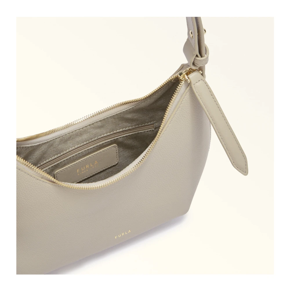 Furla Vanilla Leren Schoudertas met Rits Beige Dames