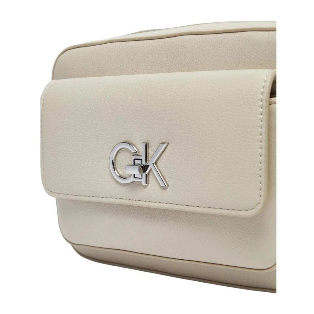 Calvin Klein Elegante middelgrote dames tas met klep sluiting Gray Dames