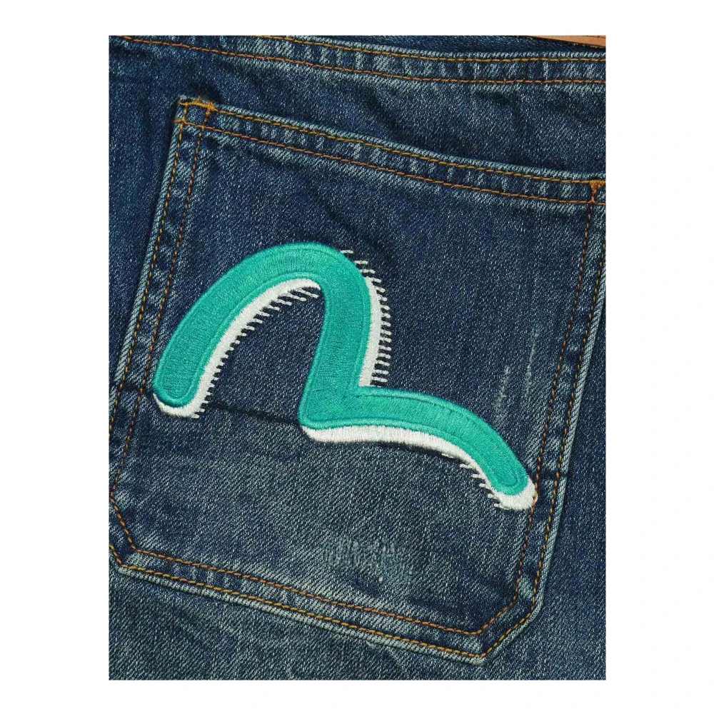 Evisu Blauwe Denim Jeans met Zeemeeuw Borduurwerk Blue Heren