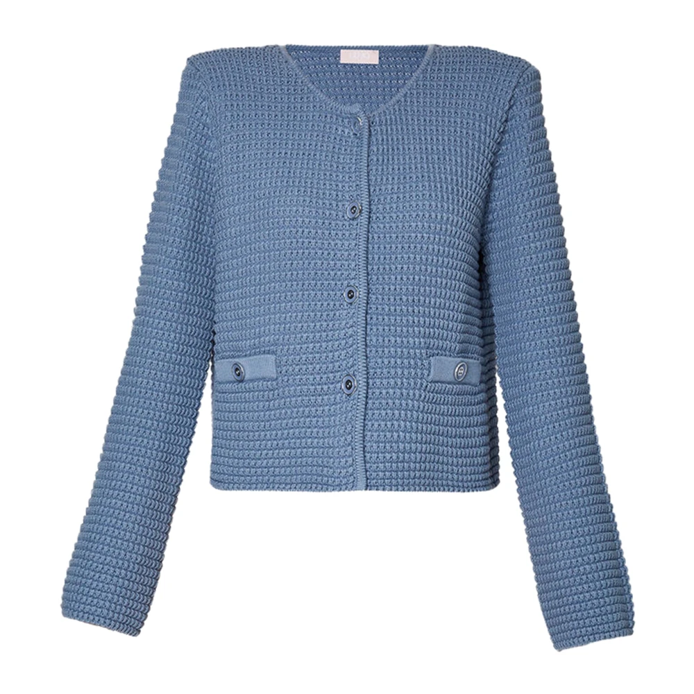 Liu Jo Blauwe Gebreide Vest met Elegante Details Blue Dames