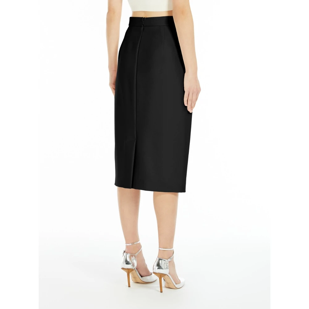 Max Mara Zwarte kokerrok met centrale split Black Dames
