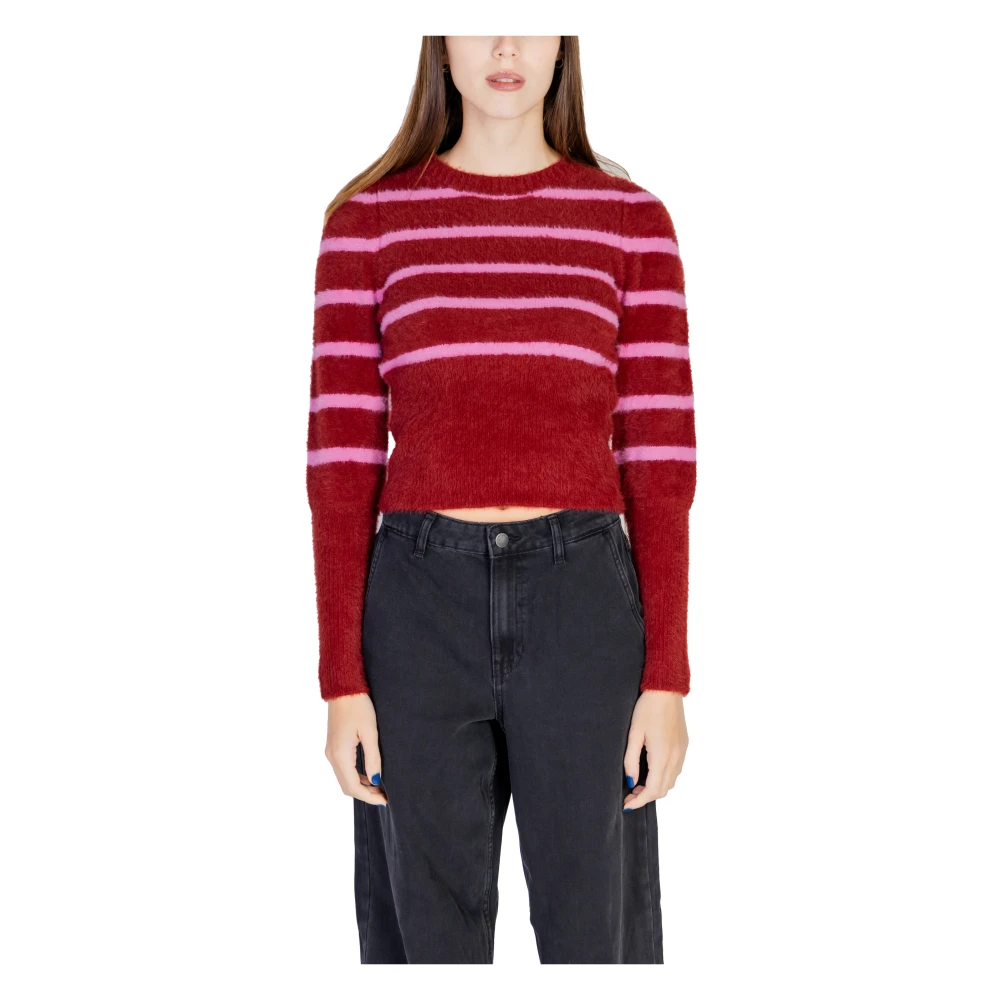 Only Gestreept Langemouw Gebreid Rood Red Dames
