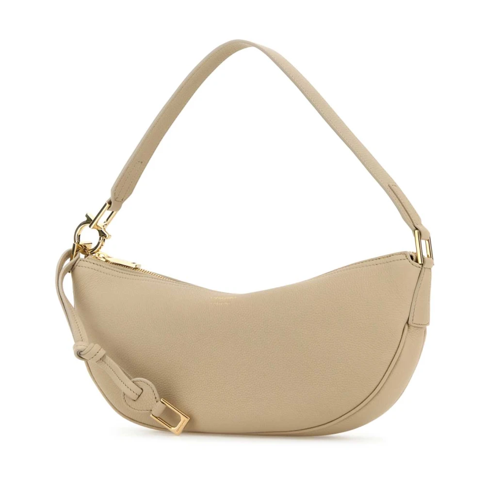 Salvatore Ferragamo Leren Schoudertas Beige Dames