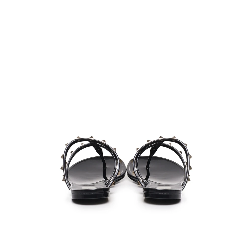 Valentino Garavani Zwarte Sandalen met Katoenmix Black Dames