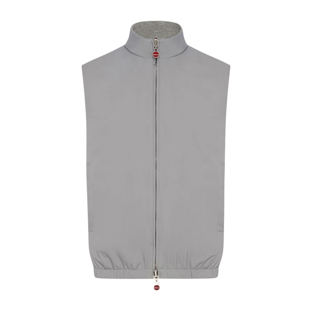 Kiton Omkeerbaar Zijden Gilet Jas Gray Heren