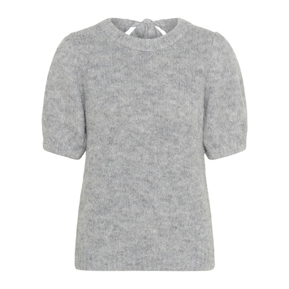Kaffe Women's Gray Round-Neck Knitwear,, Feminine Bow Pullover Jumper Grey Melange 2XL