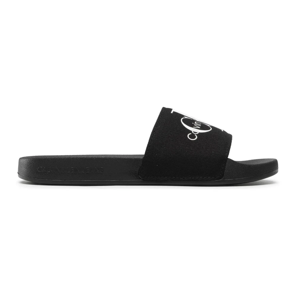 Calvin Klein Jeans Monogram Slide Sandaler Vår/Sommar Kollektion Black, Dam