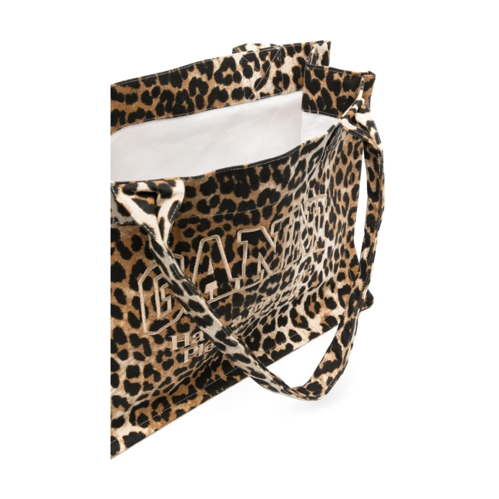 Ganni Luipaardprint Katoenen Tote Tas Multicolor Dames