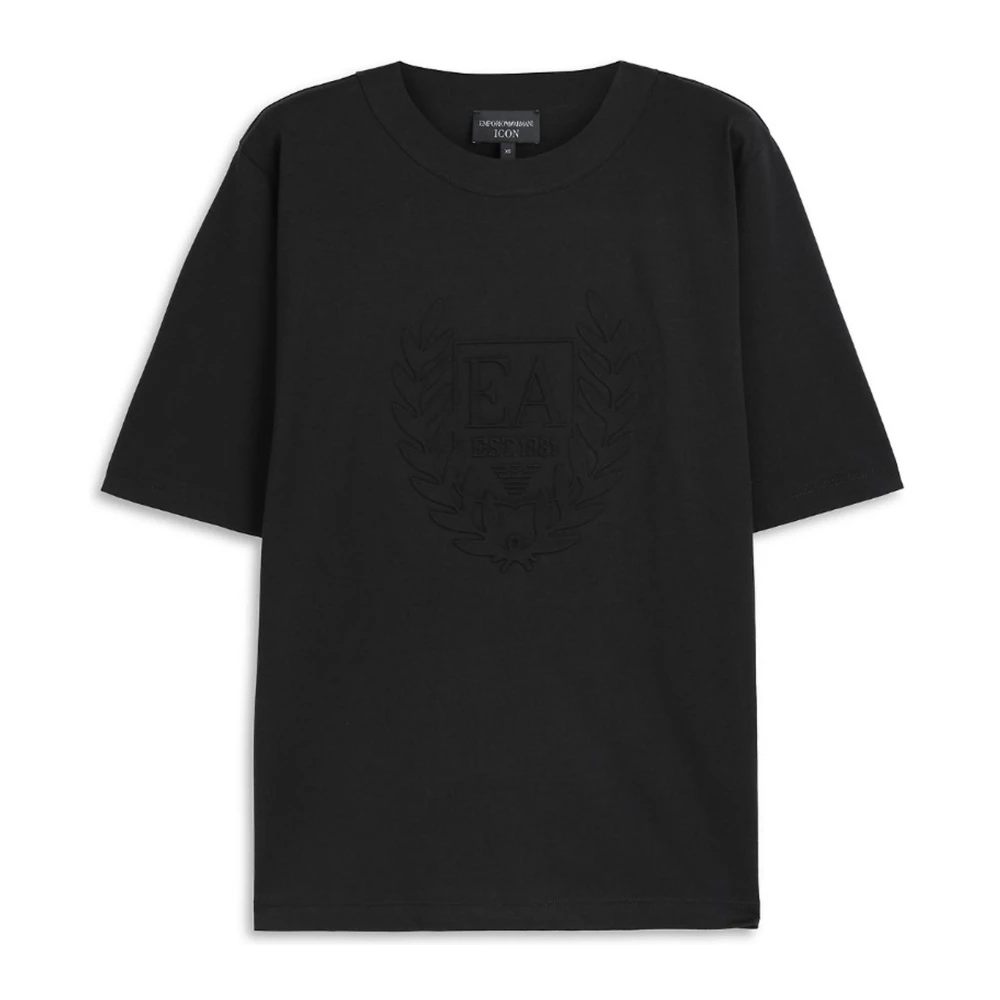 Emporio Armani Zwart Logo In reliëf T-shirts en Polos Black Dames