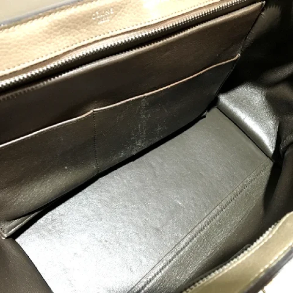Celine Vintage Pre-owned Leather handbags Green Dames