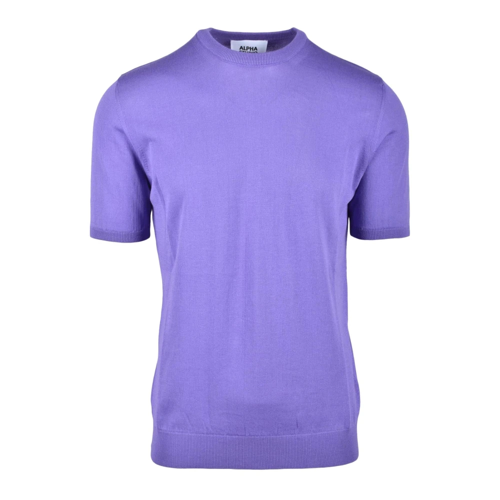 Alpha Studio Katoenen Gebreide Top Purple Heren
