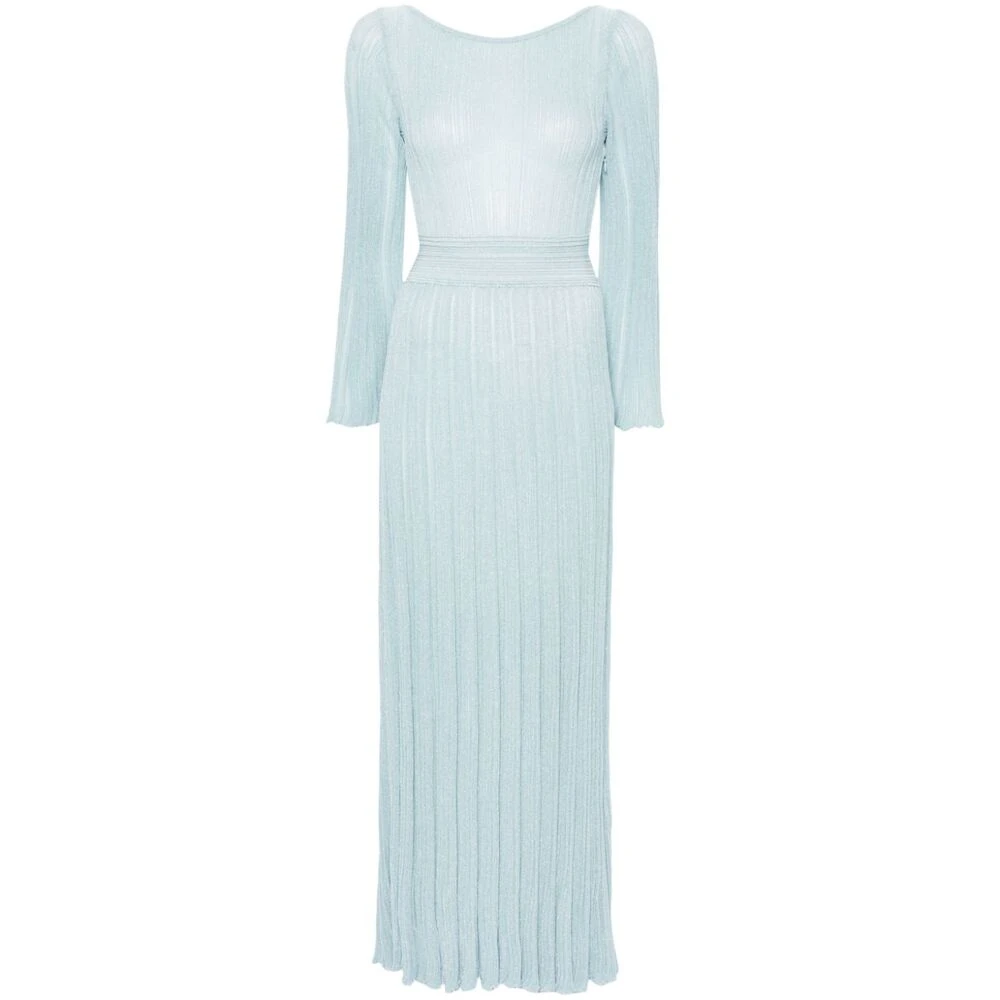 Antonino Valenti Blauwe Metallic Plissé Jurk met Lange Mouwen Blue Dames