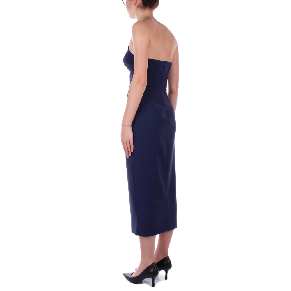 Elisabetta Franchi Blauwe Versierde Jurk met Ritssluiting Blue Dames
