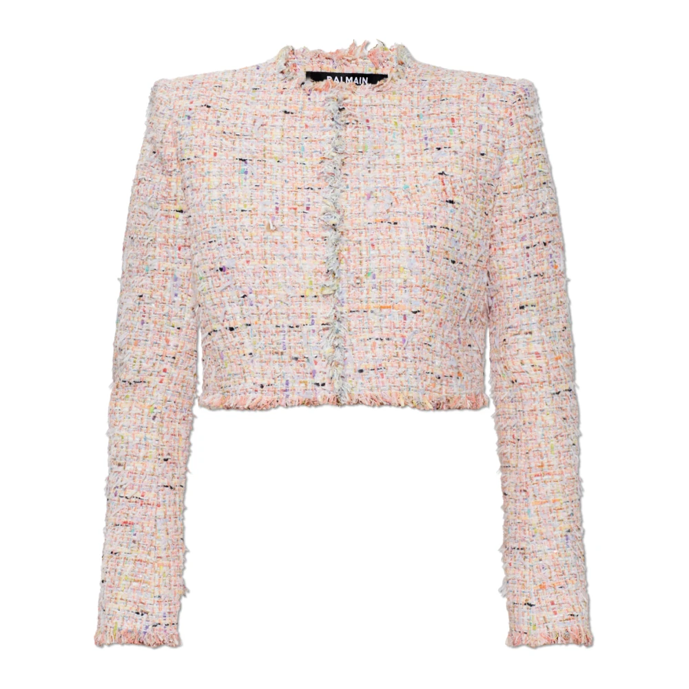 Balmain Donna Rosa - Cropped Tweed Jacket - Jackets - Xs