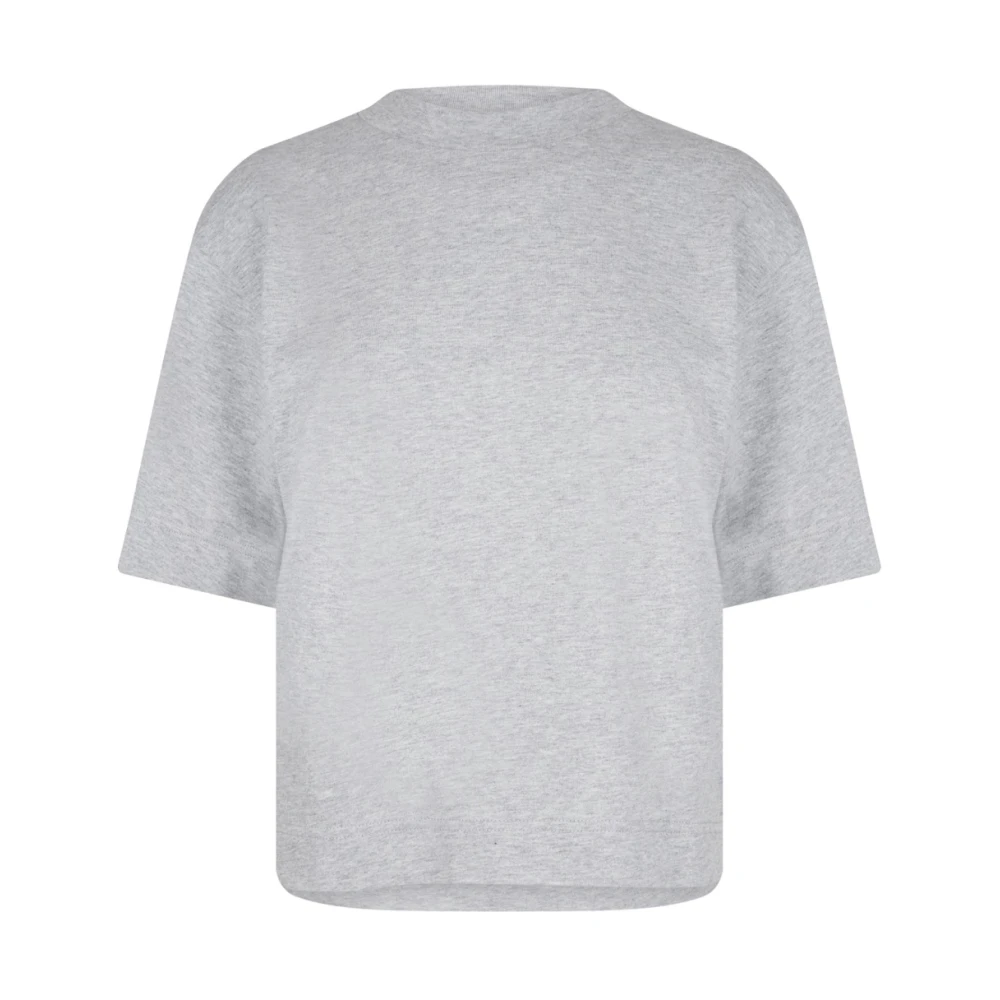 Moncler Gestreept Logo T-shirt Grijs Katoen Gray Dames