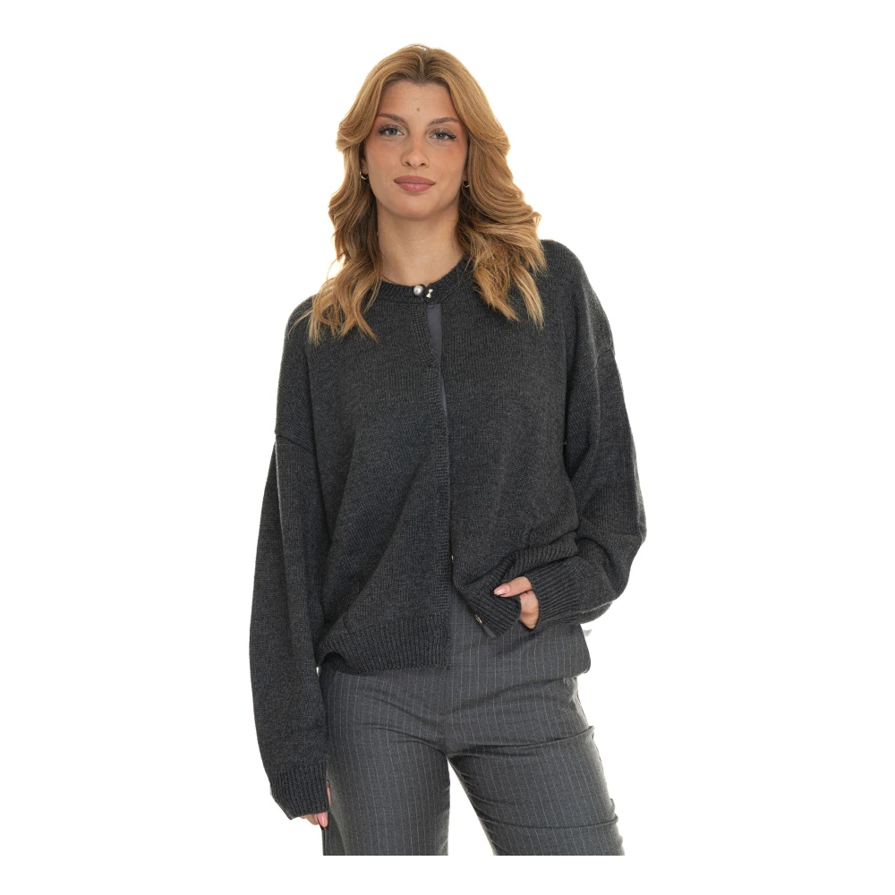 Liu Jo Stijlvolle Gebreide Cardigan Sweater Gray Dames
