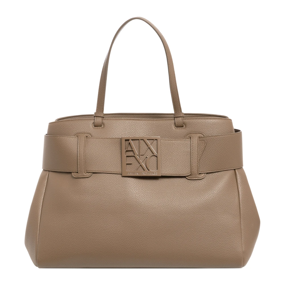 Armani Exchange Women's Green Magnet Closure Plain Handbag Logo Pockets