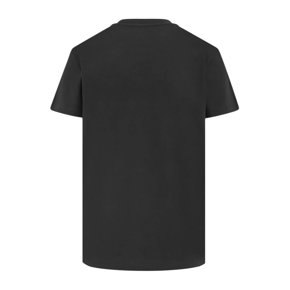 Moncler Biologisch Katoenen T-shirt met Geborduurd Logo Black Dames