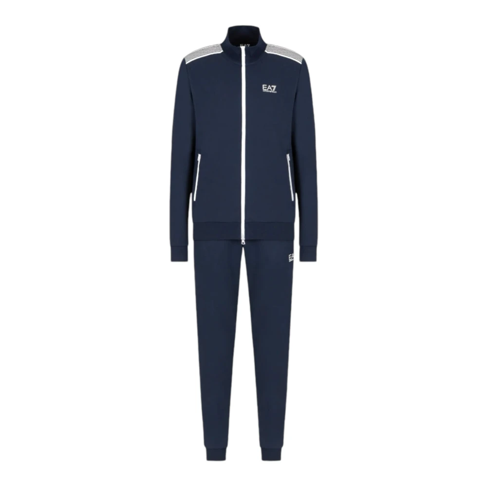 Emporio Armani EA7 Blauw Katoenen Compleet Trainingspak met Logo Blue Heren