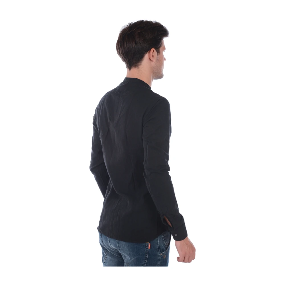 Daniele Alessandrini Slim Fit Koreaans Overhemd Black Heren