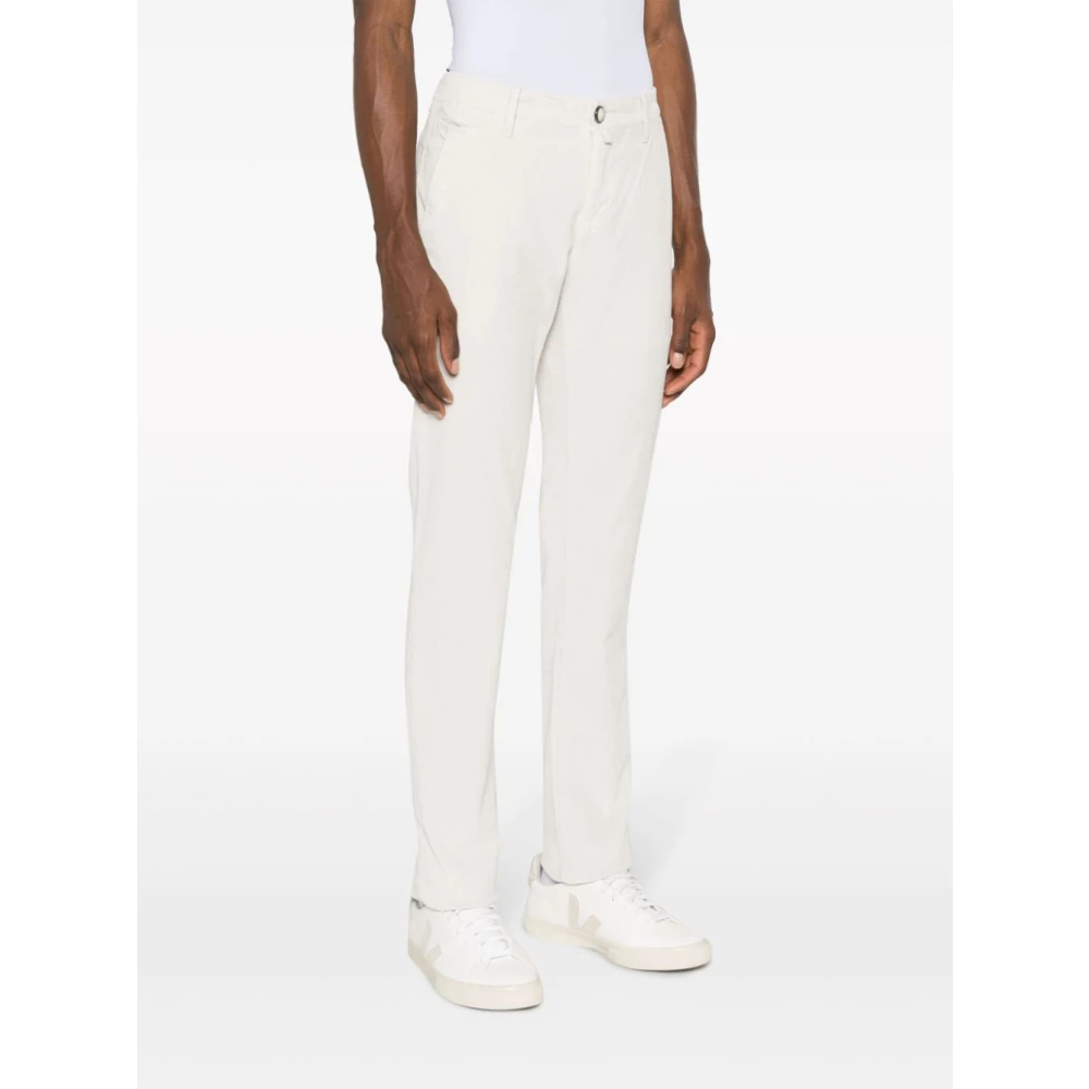 Jacob Cohën Witte Corduroy Broek Logo Plaque White Heren