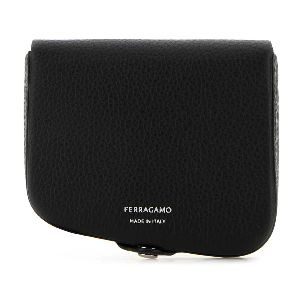 Salvatore Ferragamo Stijlvolle zwarte leren muntportemonnee Black Heren