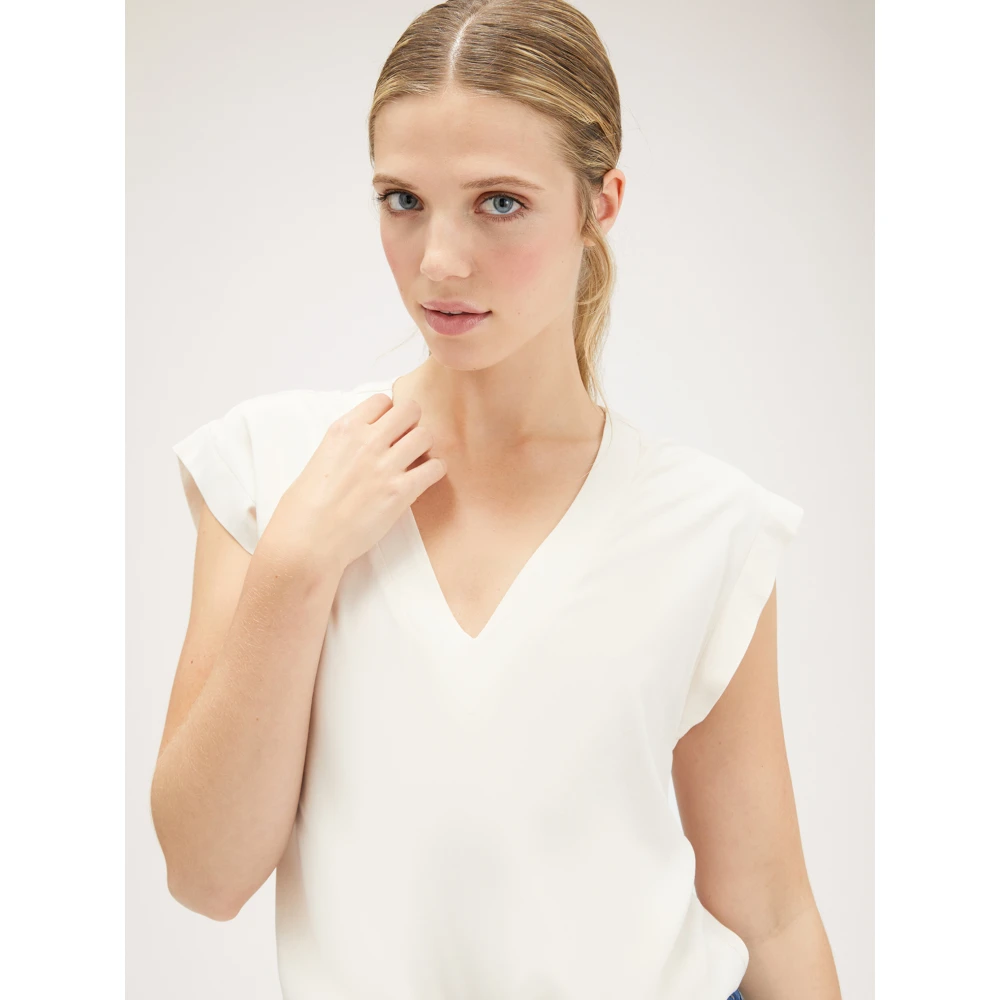 Motivi V-hals Viscose Blouse Kimono Mouw White Dames